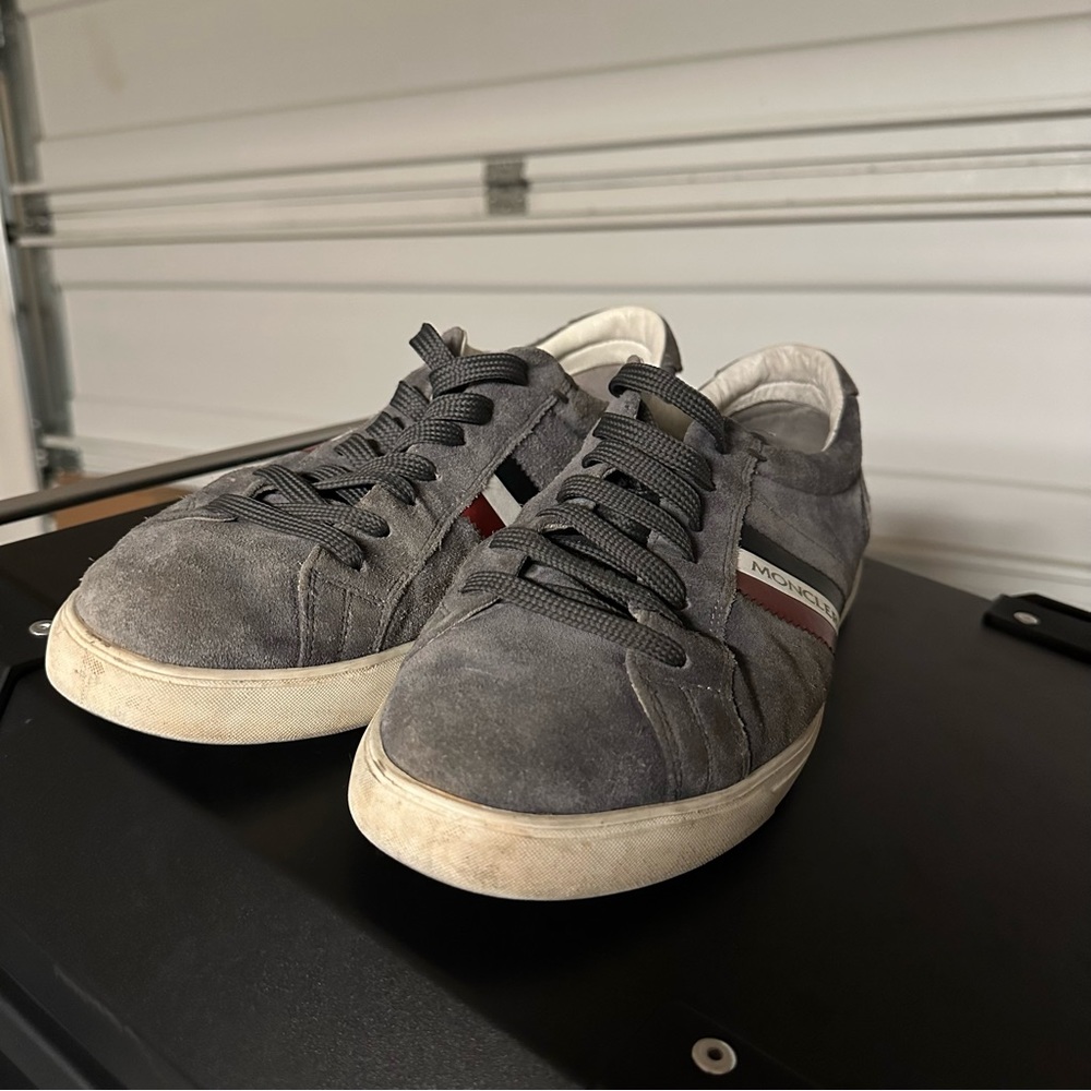 Moncler Grey Monaco Suede Low-top Tennis Shoes